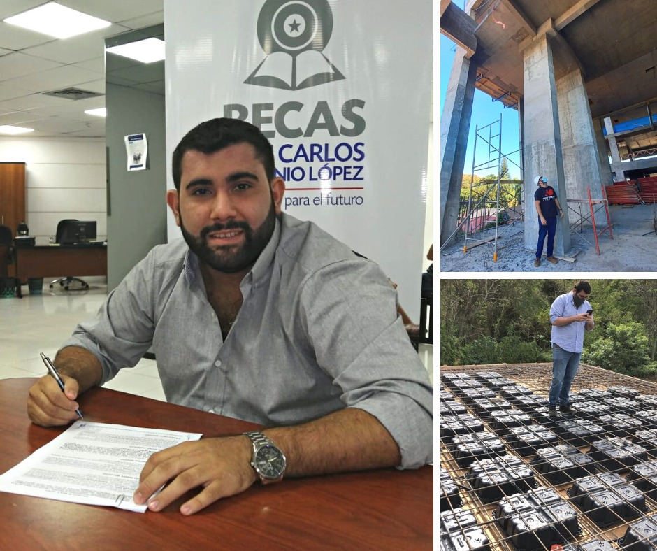 El becario Martín Pistilli, durante la firma de contrato